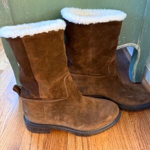 Brown Suede with Sherpa Lining Calf Boots